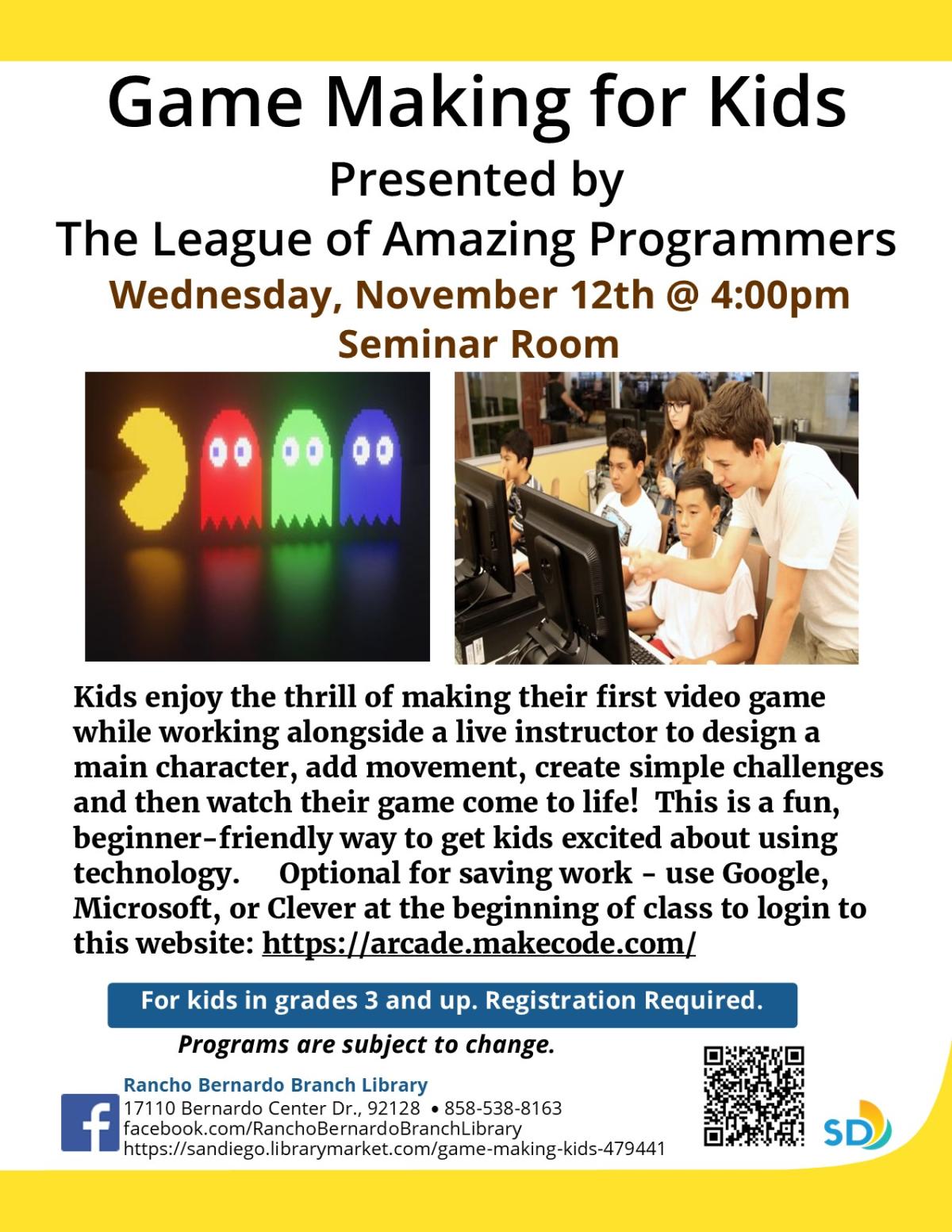 Flyer for Game Making Program