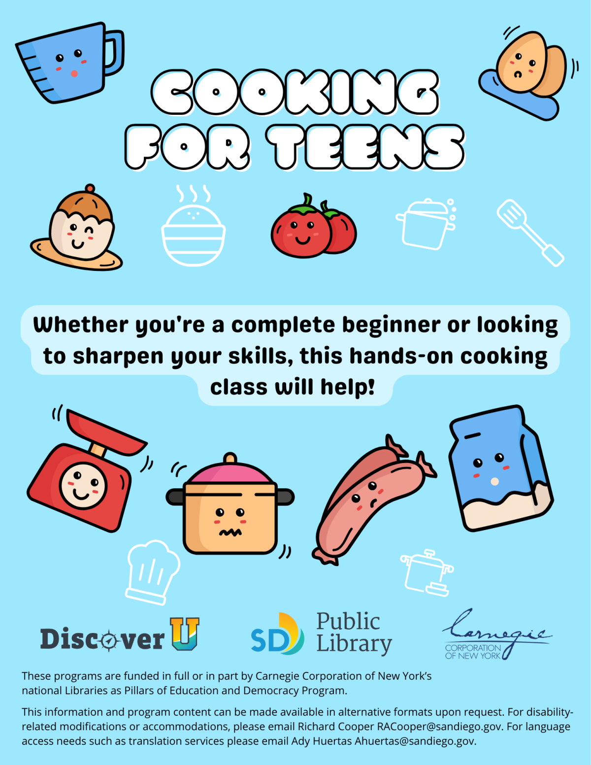 Cooking for Teens flyer.