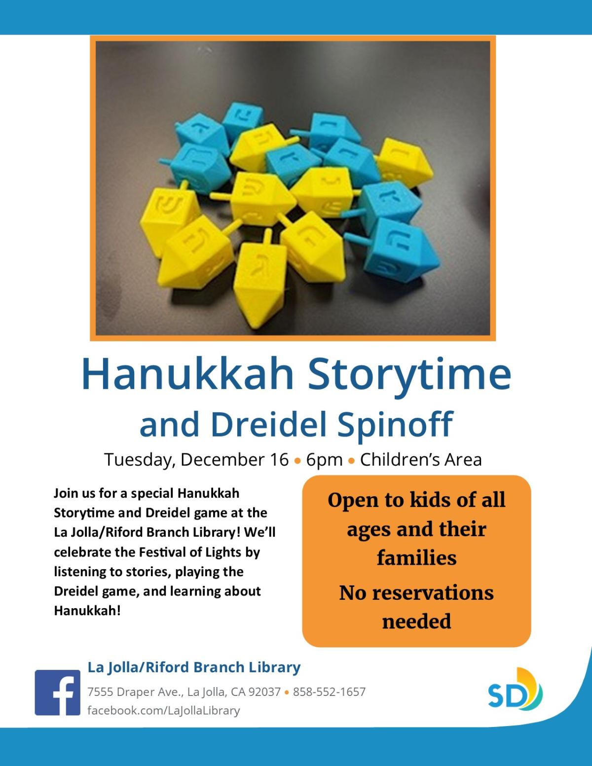 Hanukkah Storytime and Dreidel Spinoff