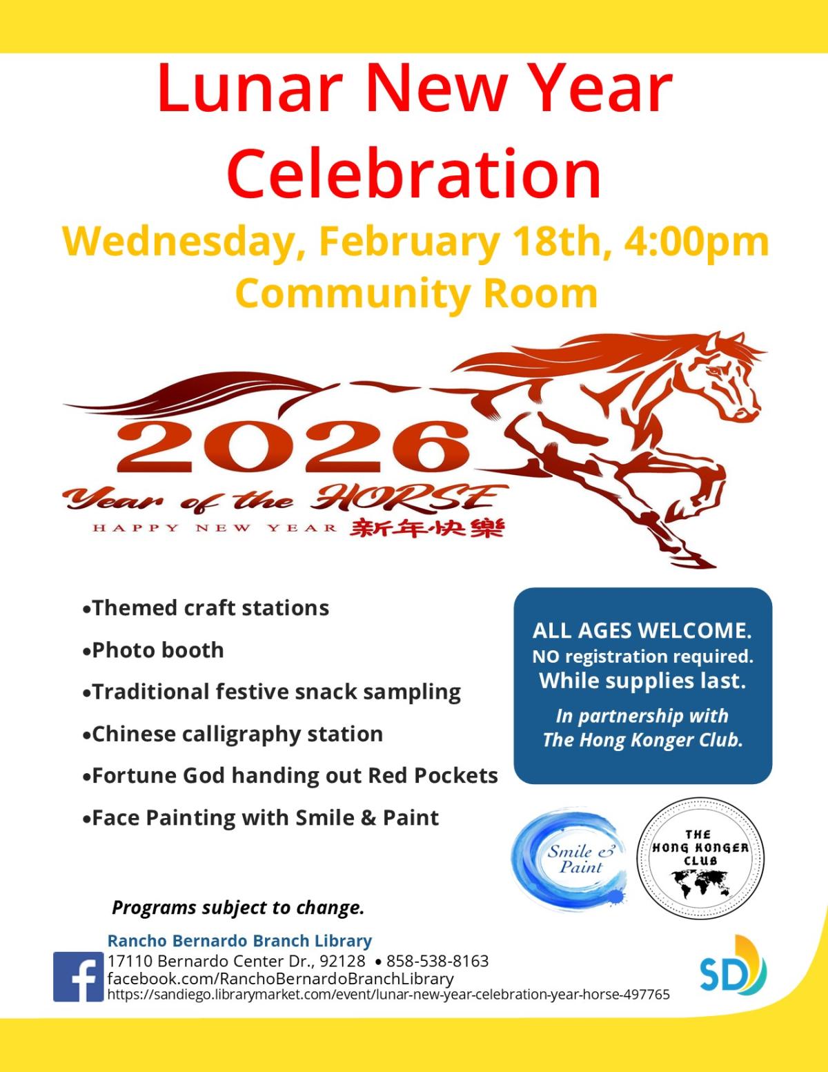 Flyer for Lunar New Year Celebration - Year of the Horse