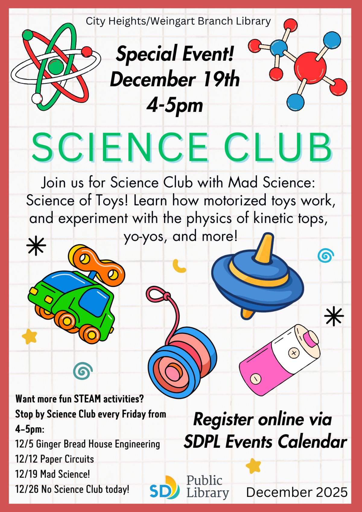 Toys floating on flyer