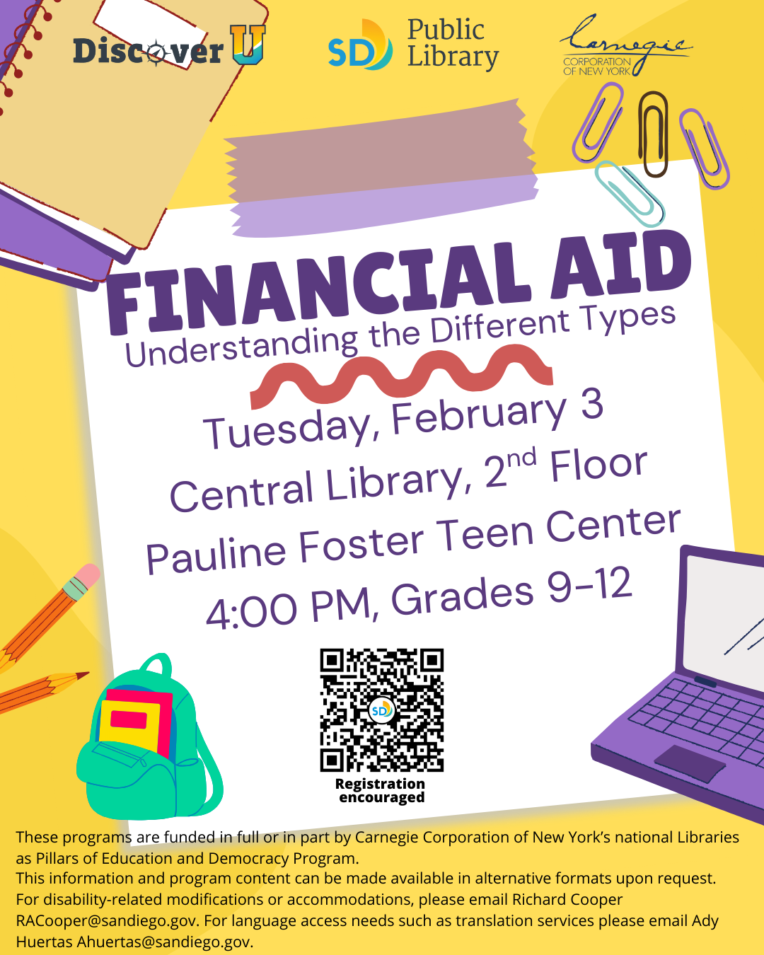 Financial aid understanding the different types flyer.