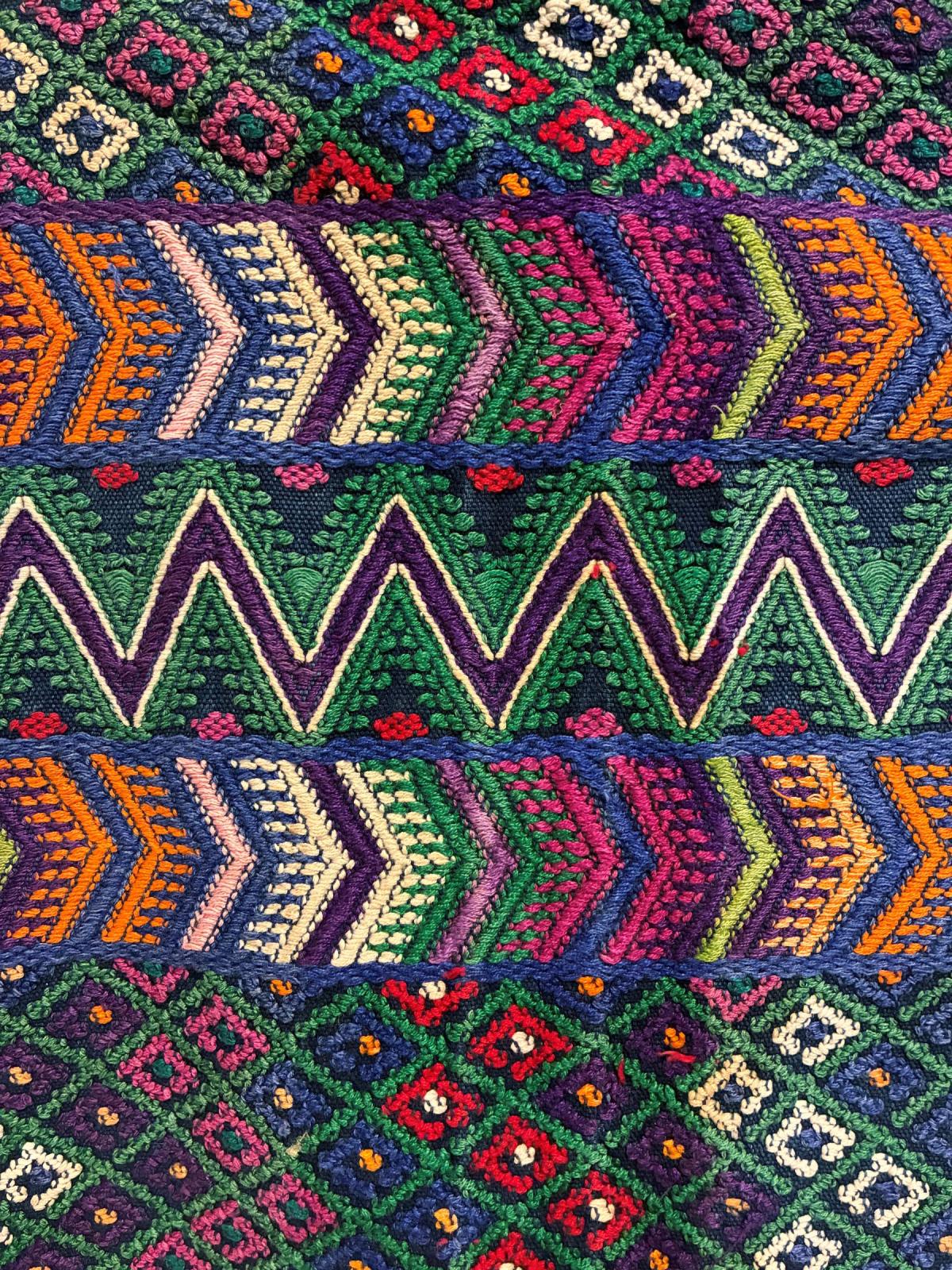 close up photo of colorful geometric textile pattern