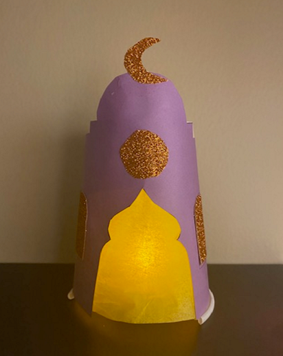 Paper cup lantern shaped like a mosque