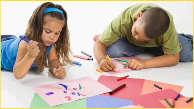 Two children drawing